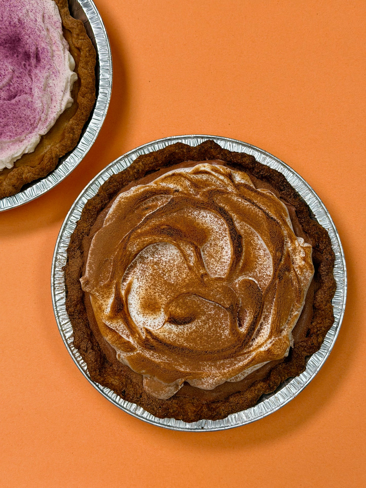 Choco Pie with torched Italian meringue and cocoa dust